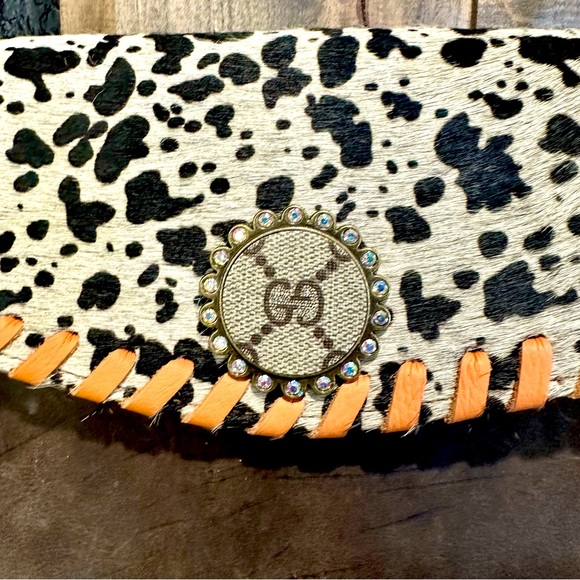 EUC Sandra Ling Speckled Hide & Brown Leather Small Bag - Picture 4 of 12